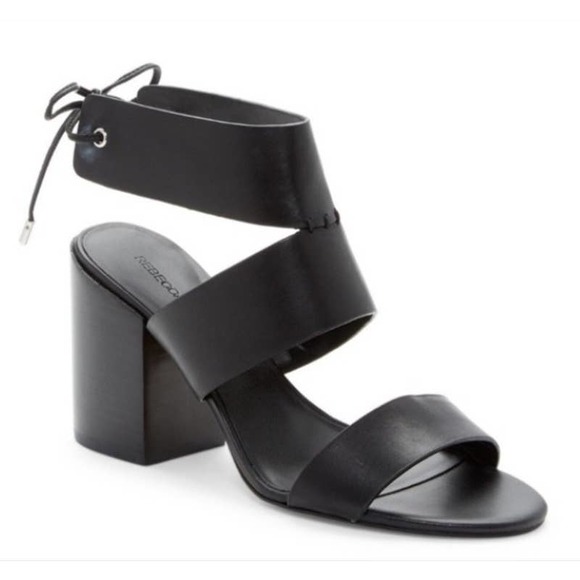 Rebecca Minkoff Shoes - Rebecca Minkoff Black Leather Open Toe Chunky Heel Christy City Sandal Size 7